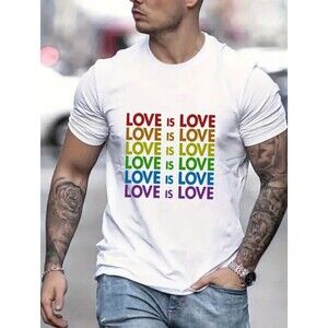 LGBTQ "LOVE IS LOVE" Men's T-Shirt XL (42)